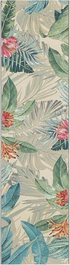 Unique Loom Outdoor Botanical Collection Area Rug - Kula (2' x 8' Runner, Multi/ Gray)