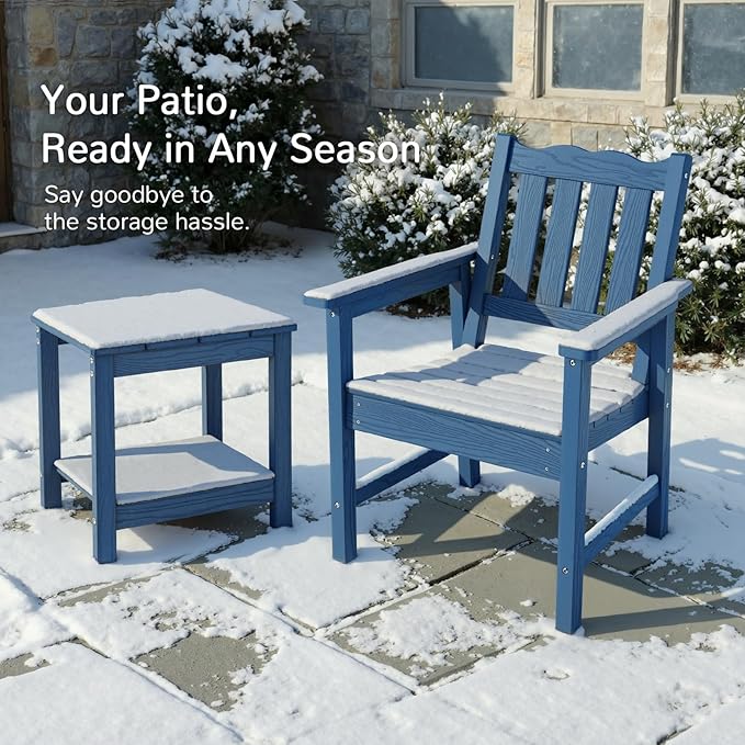 Stoog All-Weather Patio Chairs Set of 2, Heavy Duty Outdoor Chairs with 400 lbs Weight Capacity, Garden Chair for Backyard, Deck, Lawn & Porch, Blue