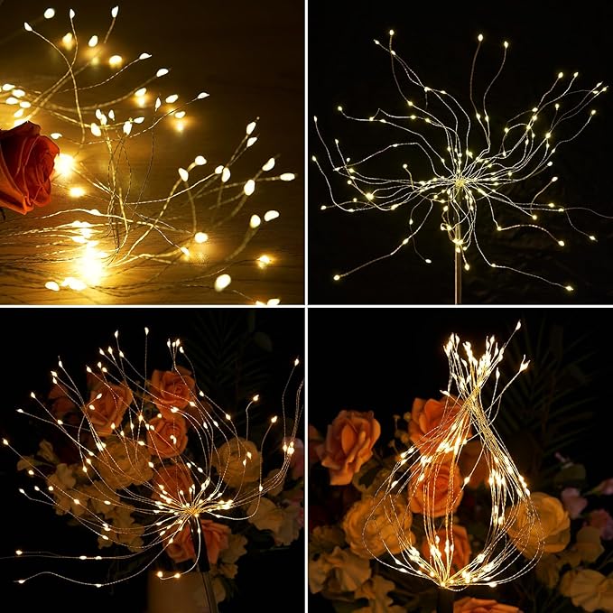 SUNNEST Solar Lights Outdoor, 150 LEDs with 8 Modes Solar Garden Lights for Christmas Outside Fairy Firework Decorative,Solar Powered for Yard Pathway Flowerbed Planter Balcony Patio Decor(2 Packs)