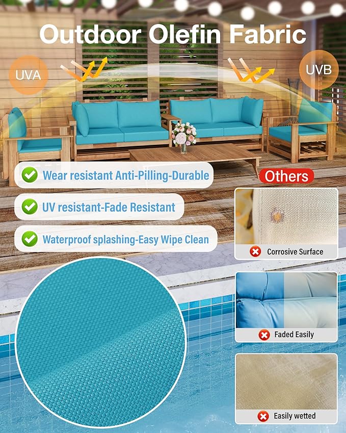YEFU Outdoor Cushions for Patio Furniture: Replacement Cushions for Outdoor Furniture - Waterproof Couch Cushion - Fade-Resistant/Easy Clean - 14 Piece Sectional Cushion - Non-Slip/Storage Bag/Aruba