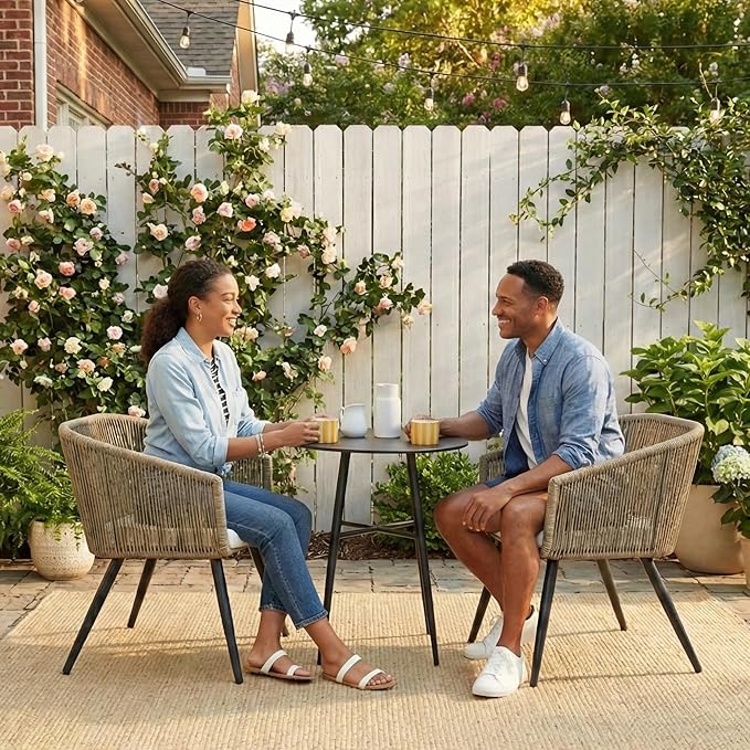 Best Choice Products Set of 2 Patio Dining Chairs, Outdoor Seating for Backyard, Poolside, Balcony w/Woven Wicker Design, 250lb Weight Capacity - Natural/Ivory