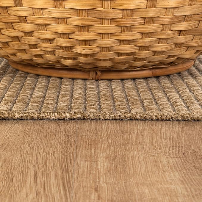 CAMILSON Easy Jute Rug 2x3, Indoor Outdoor Natural Color Farmhouse Area Rugs for Living Room and Kitchen Rug, Solid Boho Woven Design, Easy-Cleaning, Washable Outside Carpet Alfombras (2 x 3)