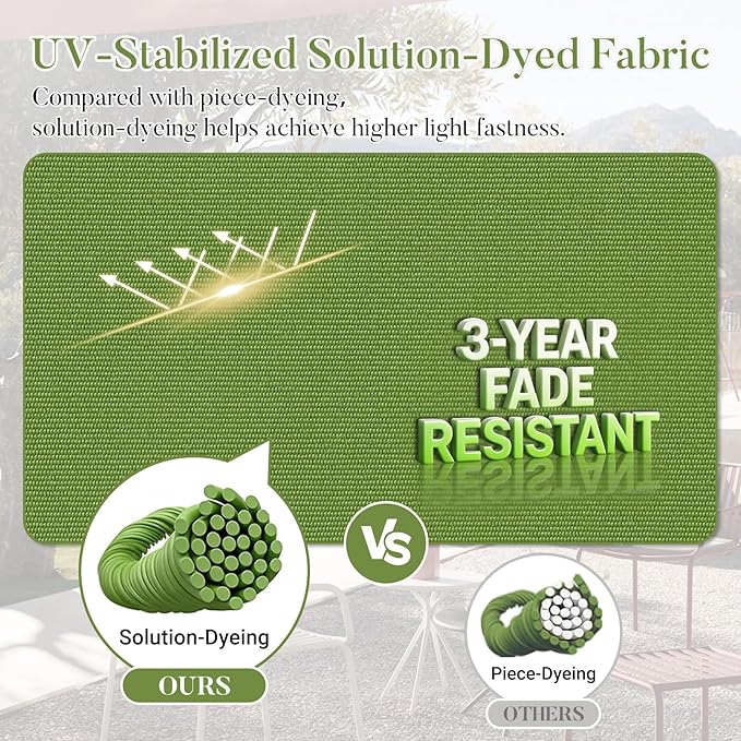 Basic Beyond Outdoor Chair Cushions for Patio Furniture, Waterproof Outdoor Seat Cushions Set of 4 19 x 19, Patio Chair Cushions Set of 4 with Ties and Handle, Grass Green/White