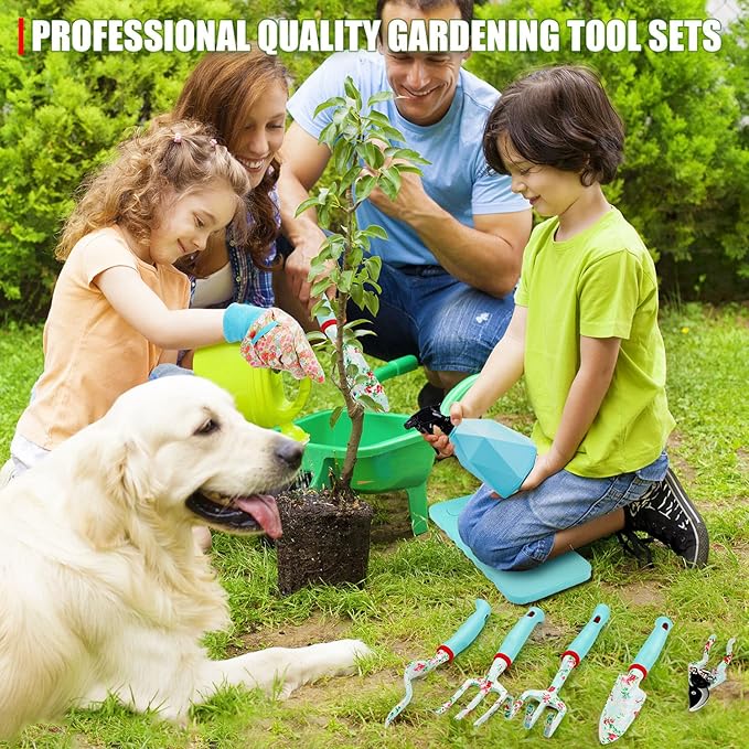 11 Piece Heavy Duty Floral Garden Tool Set Garden Gifts for Women Men Birthday Rust-Proof Aluminum Garden Hand Tools Gardening Kit with Storage Tote Bag Organizer.