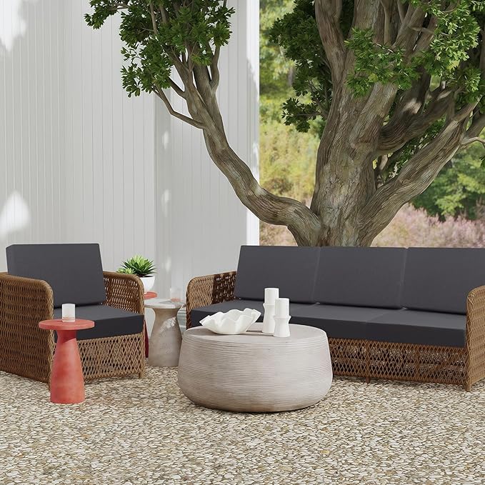 idee-home Outdoor Cushions for Patio Furniture, Outdoor Seat Cushion, Waterproof Couch Hampton Bay Deep Seat Replacement Chair Cushions for Garden Lawn Deck Backyard, 28.5 x 28.5 Dark Grey