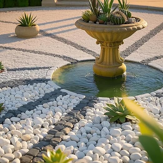 River Rocks for Landscaping, 40lbs Aquarium Rocks, 2-3 Inch White Pebbles for Indoor Plants, Natural Stones for Garden Paving Plant Rocks Crafting Walkways