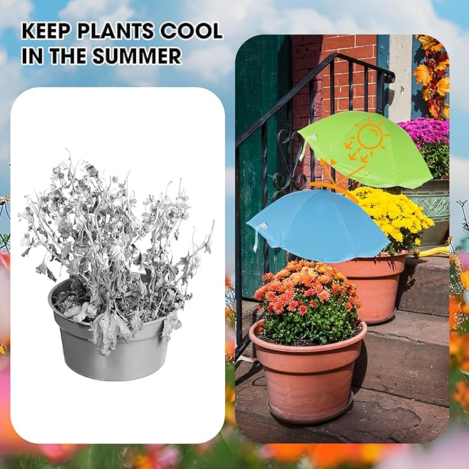 Plant Umbrella for Outdoor Plants, Adjustable Garden Sun Shade Umbrella for Potted Plants and Garden Beds, Durable Shade Cloth for Garden 2Pack