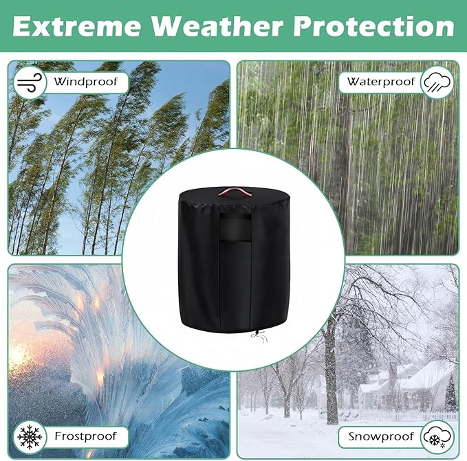 Planter Cover, for Veradek Demi Series Round Planter with Stand, Heavy Duty Frost Cover for Outdoor Winter Frost Cold Weather, Black 15"D x 22"H