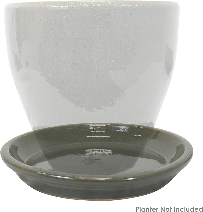 Sunnydaze 9-Inch Ceramic Plant Saucers - Plant Drip Trays for Outdoor Planter Flower Pot Drainage - Set of 2 - Gray