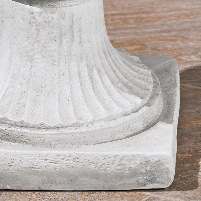 Merax 28-inch MGO Roman Garden Urn Planter, Lightweight Concrete Indoor Outdoor Flower Pot with Drainage Hole & Stopper, Stone-Look Planter for Plants, Flowers, Succulents, and Herbs, Antique White