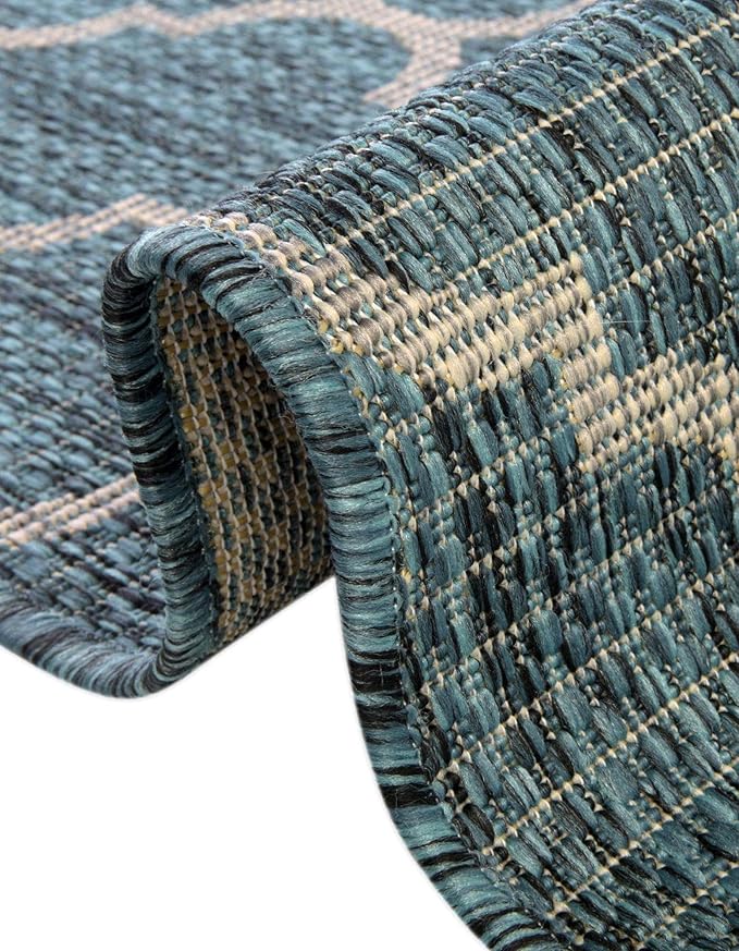 Unique Loom Outdoor Trellis Collection Area Rug (3' 3" x 5' 3" Rectangle, Teal/ Gray)