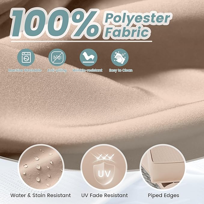 UDPATIO Outdoor Cushions for Patio Furniture Upgraded, Waterproof Patio Furniture Cushions Replacement, 4" Deep Seat Outdoor Sectional Cushion for 4-seat Chair Sofa Couch(Beige)