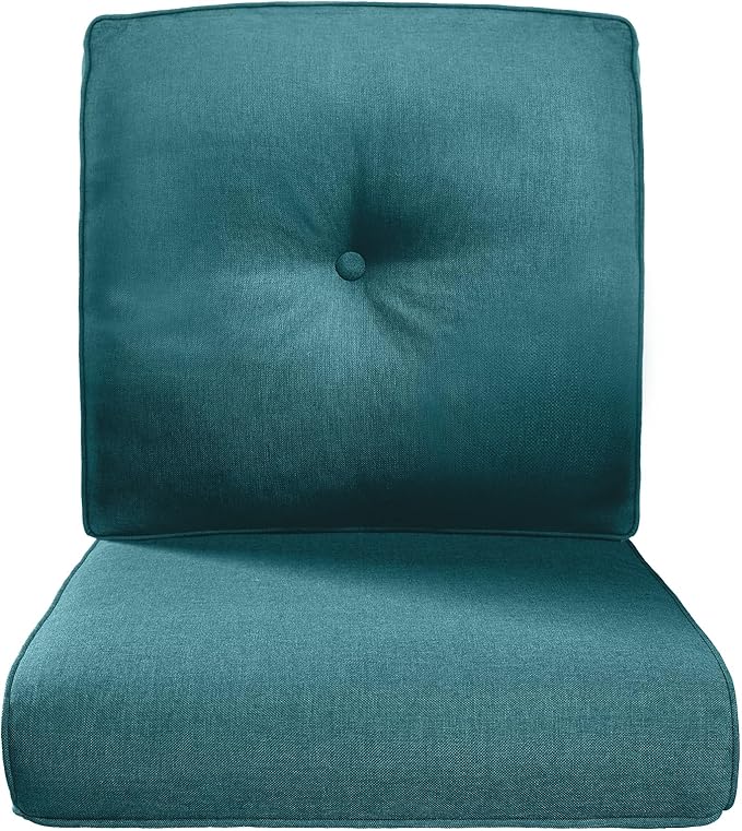 Belord Luxury 4" Thick Outdoor Cushion Set - 22 x24 Inch 28D Sponge Filling Fade-Resistant Chair Cushion, Spill Proof Removable Patio Furniture Replacement Cushions for Sofa Bench Swing - Peacock Blue