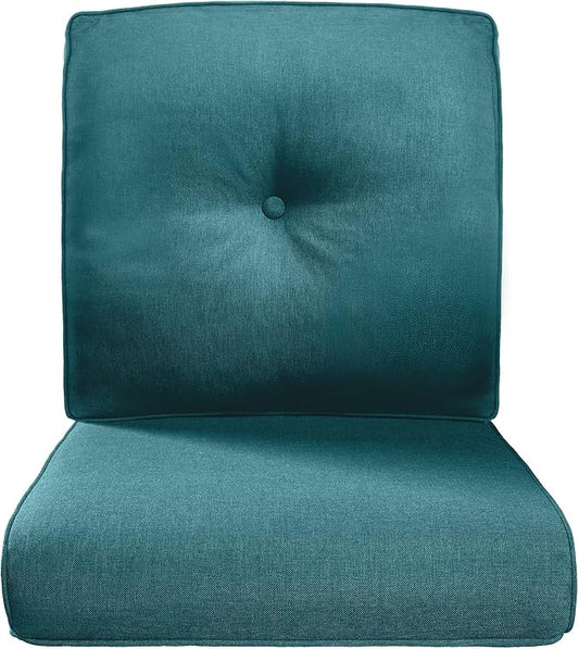Belord Luxury 4" Thick Outdoor Cushion Set - 22 x24 Inch 28D Sponge Filling Fade-Resistant Chair Cushion, Spill Proof Removable Patio Furniture Replacement Cushions for Sofa Bench Swing - Peacock Blue