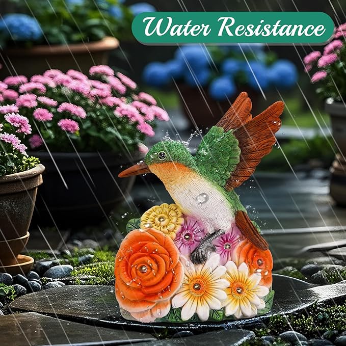 Linkax Birthday Gifts for Women Mom Grandma Sister, Hummingbird Statue Solar Lights Outdoor Garden Decor for Outside Patio Yard Front Porch Balcony Home, Gardening Housewarming Gifts New Home