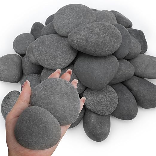 NUPICK 12lb Mexican Beach Pebbles, 2-3" Black River Rocks for Landscaping, Smooth Garden Rocks for Outdoor Paving, Natural Black Pebbles for Plants, Decorative Stones for Planters, Fish Tank,Fountain