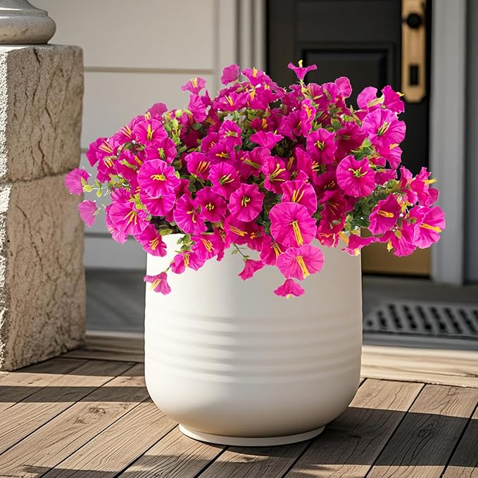 Christmas Artificial Mums 12 Bundles Red Bulk Fake Flowers Faux Planters Real Touch Stems for Outdoors Fall Silk Flower UV Resistant Urn Filler Front Porch Thanksgiving Decorations for Home Garden