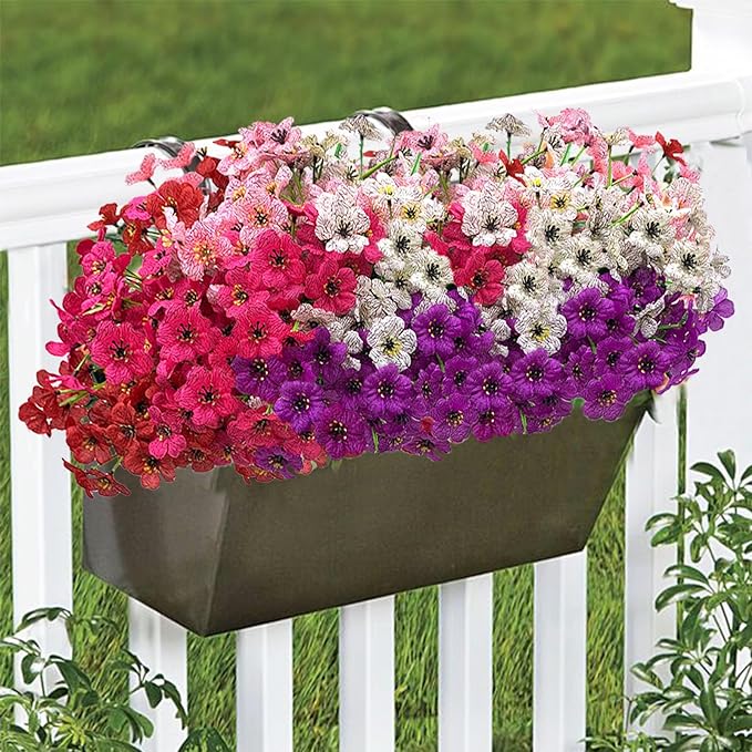 Colorful 20 Bundles Artificial Flowers for Outdoors,MixColors Fake Silk Flowers with Plastic Plants for Outside,Faux mums Realistic Flowers for Window Box Yard Front Porch Balcoy Dector (Mixed Color)