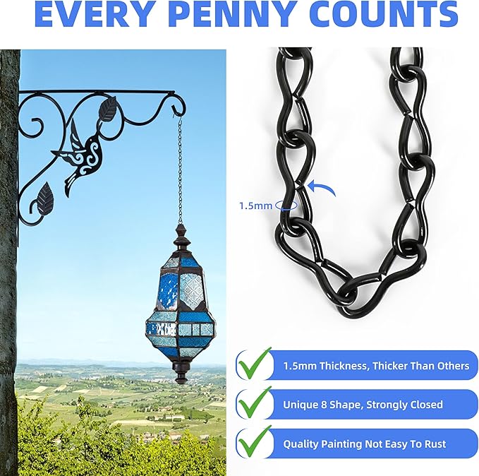 VRSS Hanging Chains for Hanging Planter Basket Bird Feeder Lanterns Ornaments Wind Chimes Billboards DIY Crafts (9.5 inch 10pcs)