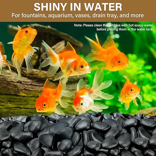 NUPICK 45lb Black River Rocks for Outdoor Landscaping, 1-2 Inch Pebbles for Indoor Plants, Natural Polished Aquarium Gravel, Decorative Rocks for Succulent, Garden, Vases Fillers, Bird Baths