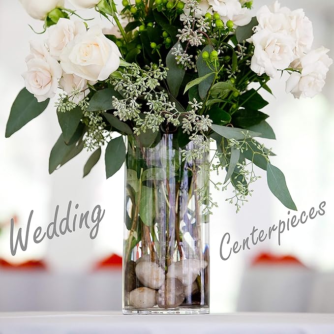 CYS Excel Large Glass Cylinder Vase (H:16" D:8") Flower Vase Centerpieces Hurricane Floating Pillar Candle Holder Terrarium Planter