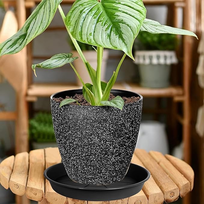 1 Pack of Plant Saucer 12 inch, Large Heavy Duty Plastic Saucers Round, Plant Drip Trays for Indoors Outdoor, Plant Water Tray for Planters (12", Black)