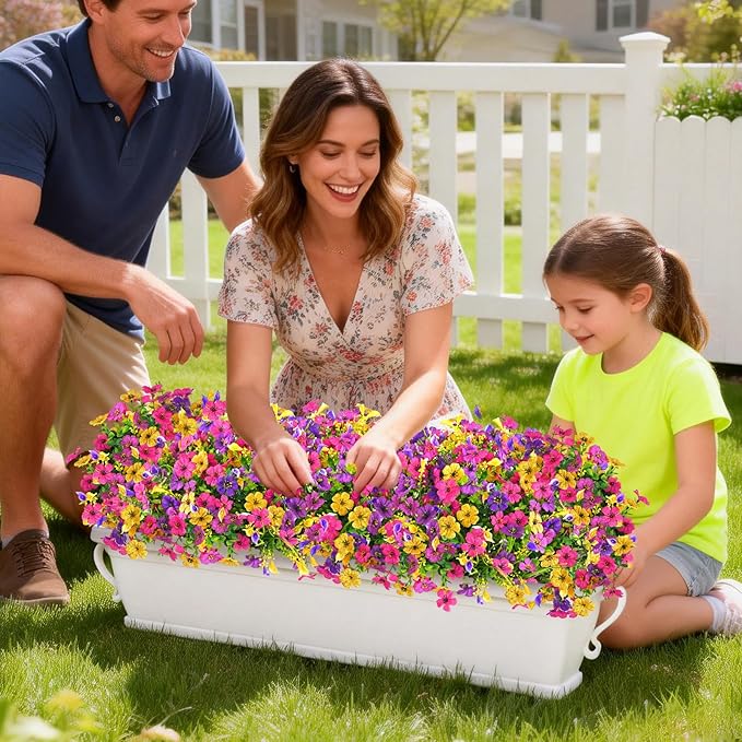 BLEUM CADE Artificial Flowers for Outdoors, 24 Bundles Faux Plants Outdoor Artificial Flowers for Decoration, UV Resistant Fake Flowers Artificial Plants & Flowers for Outdoors Garden Decor