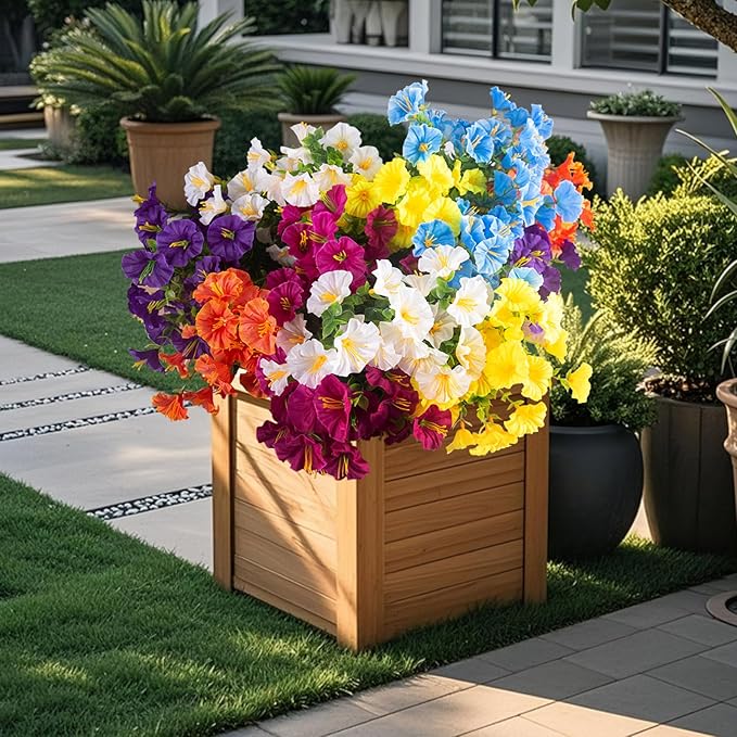 Christmas Artificial Mums 12 Bundles Color Bulk Fake Flowers Faux Planters Real Touch Stems for Outdoors Fall Silk Flower UV Resistant Urn Filler Front Porch Thanksgiving Decorations for Home Garden