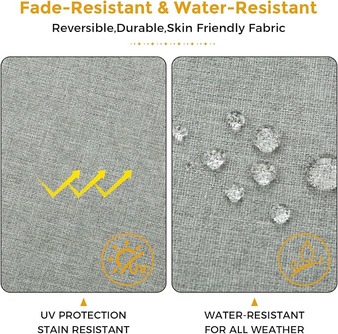 FUNHOME Outdoor Chair Cushions 19 x19 Inch,Water Resistant Tufted Seat Cushions 19",Reversible,Weather Resistant,Rounded Back Wicker Chair Cushion for Patio Garden Furniture(Light Gray)