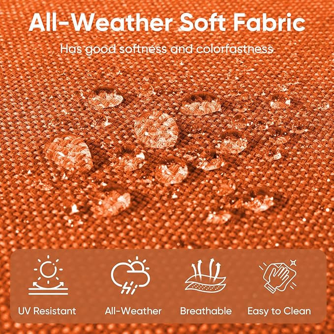 Outdoor Chair Cushions for Patio Furniture - 1 Pack Outside High Back Thick Water-Resistant Cushion 22x24 with Zipper Cover for Wicker Glider Rocking Chairs Loveseat Couch – Orange/Buckle