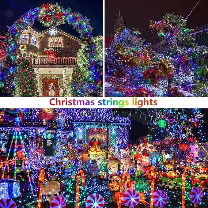Extra-Long Solar String Lights Outdoor, 4-Pack 400 LED Solar Fairy Lights for Outside Waterproof, Copper Wire 8 Modes Solar Powered Twinkle Lights for Tree Garden Party Xmas Wedding Decor(Multicolor)