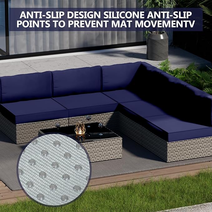 9 Piece Outdoor Patio Waterproof Cushion Covers, Fits 4-Seat Wicker Rattan Sectional Couch Chair Furniture Cover Replacement Set - Fade-Resistant Patio Cushion Covers with Zipper