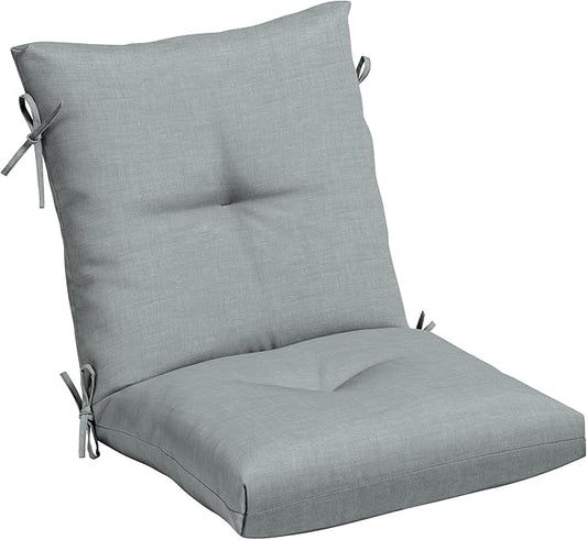 Arden Outdoor Plush Modern Tufted Blowfill Dining Chair Cushion, 21 x 40, Water Repellent, Fade Resistant, Tufted Cushion for Dining and Bistro Chairs, Stone Grey Leala