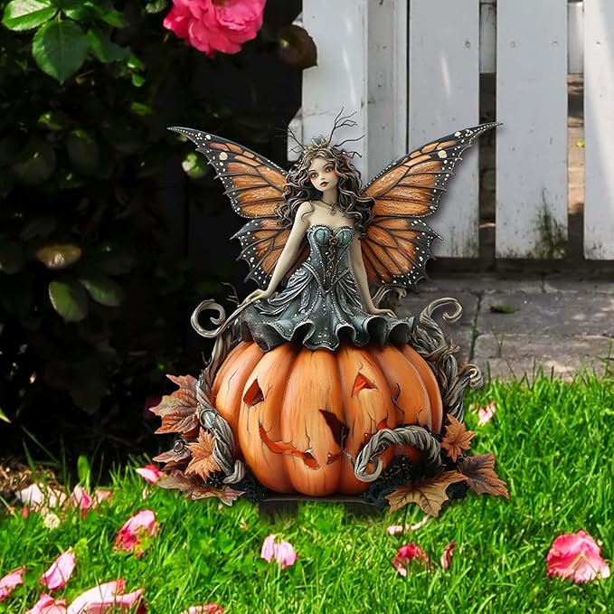 Bohemian Fairy Flower Pot Decor - Planter Pots Decor for Home or Garden (Pumpkin Elf-4)