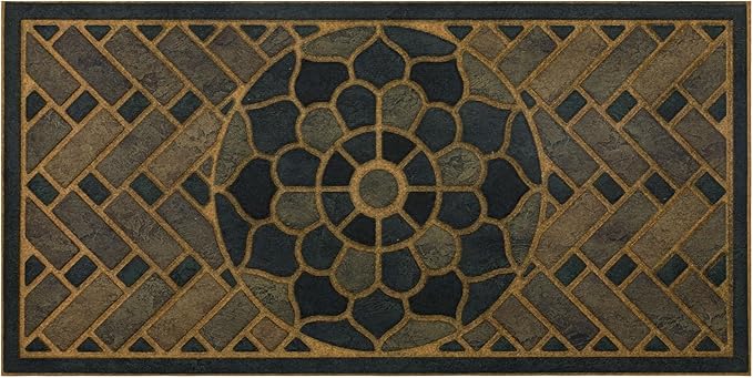Mohawk Home Stoney Medallion Casual Ornamental Denim Blue 2' X 4' Door Mat Perfect for Porch, Garage