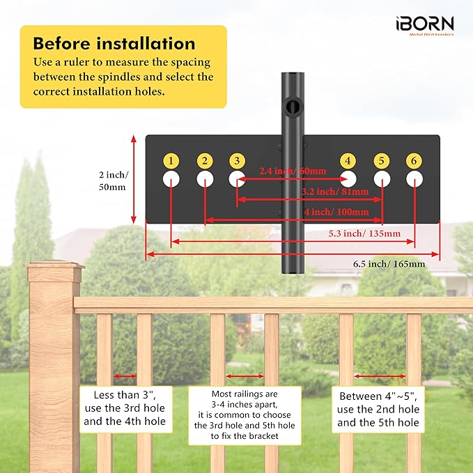 iBorn Fence Deck Hook Rail Hook Heavy Duty Bird Feeder Pole 13 Inch Solid Wire Deck Hanger Suitable for Hanging Flower Baskets Wind Chimes Planters Bird Feeders Lights, 180 Degree Swivel, 2 Pack