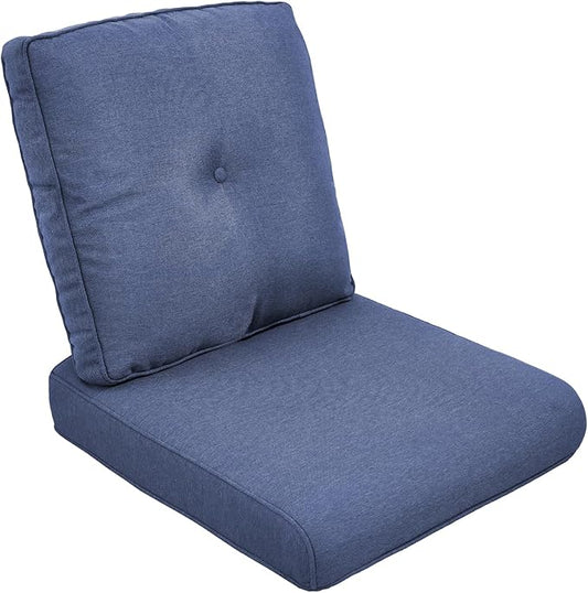 Outdoor Chair Cushion Set, 25 x 22 Deep Seat Cushion, Patio Chair Cushions for Outdoor, Include 1 Seat Cushion and 1 Back Cushion, Blue