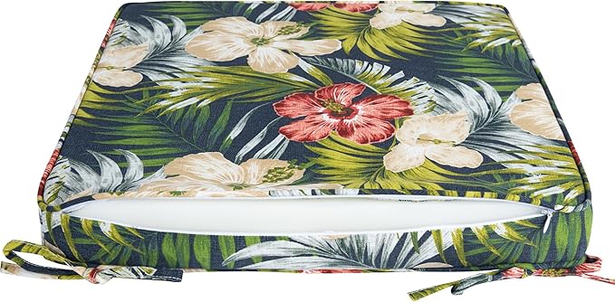Magpie Fabrics Indoor Outdoor Waterproof Square Chair Cushion, 18" x 18" x 2.5", 2 Pack, Water Resistant Seat Cushions, for Patio Garden Office, Midnight Floral