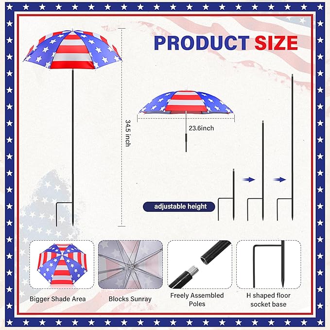 Abbylike 1 Set Plant Umbrellas for Outdoor Plants, Patriotic Garden Umbrella Shade for Potted Plants and Garden Beds Plant Cover for Sun