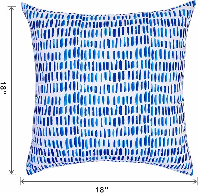 JMGBird Water-Resistant Outdoor Pillows Set of 2, 18x18 inch Durable White with Gradient Square Pattern Throw Pillows with Inserts for Patio Furniture