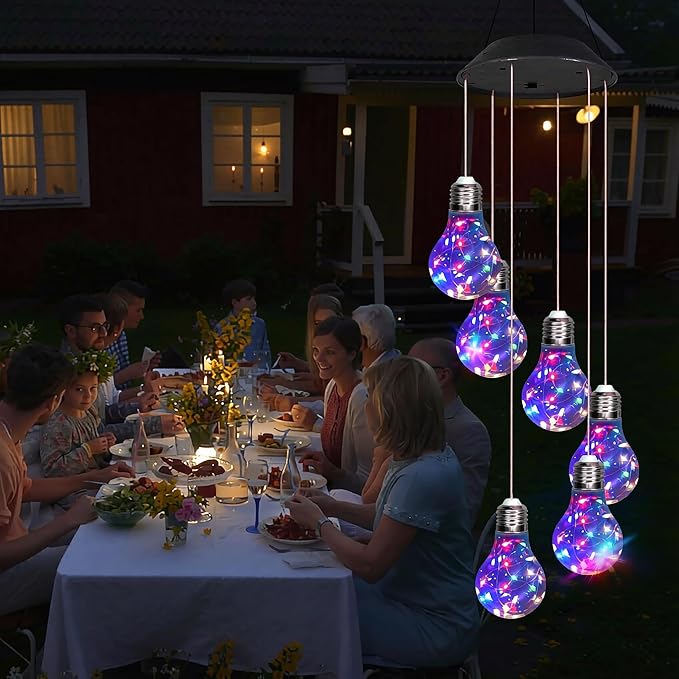 YHmall Colorful Solar Wind Chimes for Outside, Hanging Lights for Women Grandma Mom Birthday, Christmas Decor for Outdoor Garden Balcony Bedroom Yard