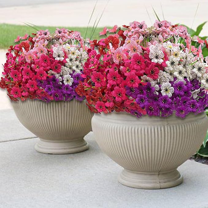 Colorful 20 Bundles Artificial Flowers for Outdoors,MixColors Fake Silk Flowers with Plastic Plants for Outside,Faux mums Realistic Flowers for Window Box Yard Front Porch Balcoy Dector (Mixed Color)