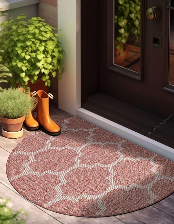 Unique Loom Outdoor Trellis Collection Area Rug (2' 7" x 4' 1" Hearth Rust Red/Ivory)