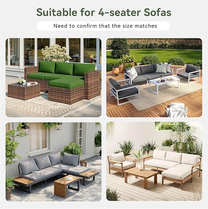 Replacement Cushions for Outdoor Furniture, 7-Piece Outdoor Cushions for Patio Furniture, Waterproof & Fade Resistant Couch Cushion for 4-Seat Patio Conversation Sets, Dark Green