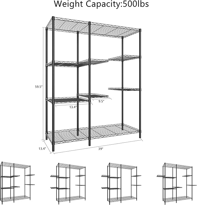 Xiofio 8-Tier Plant Stand for Indoor Outdoor, Large Plant Shelf Rack, Plant Stand Indoor Multiple,Adjustable Flower Stand for Bedroom, Living Room, Balcony, Garden, Black