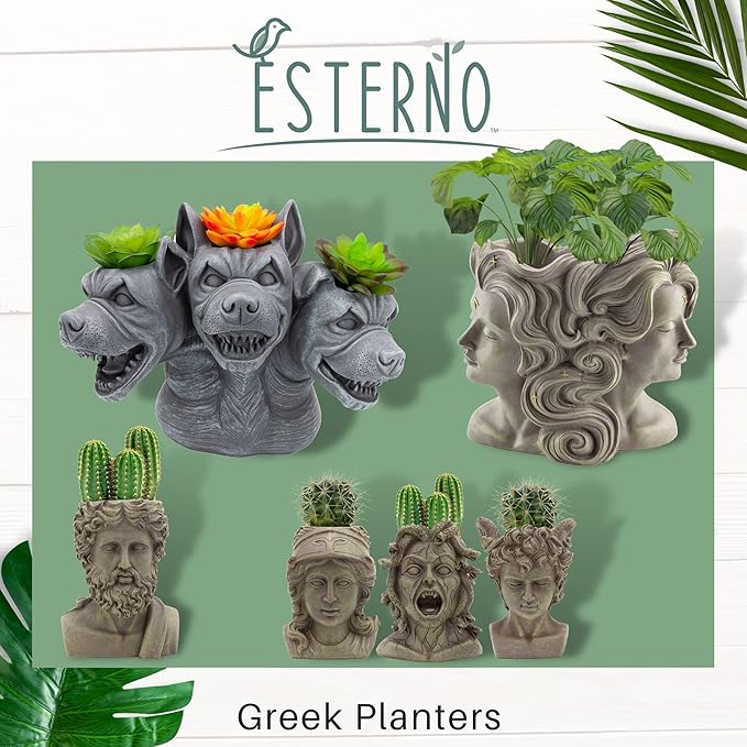 Greek God Zeus Planter Pot (Mini Size); Garden Decor Statue Head Planter