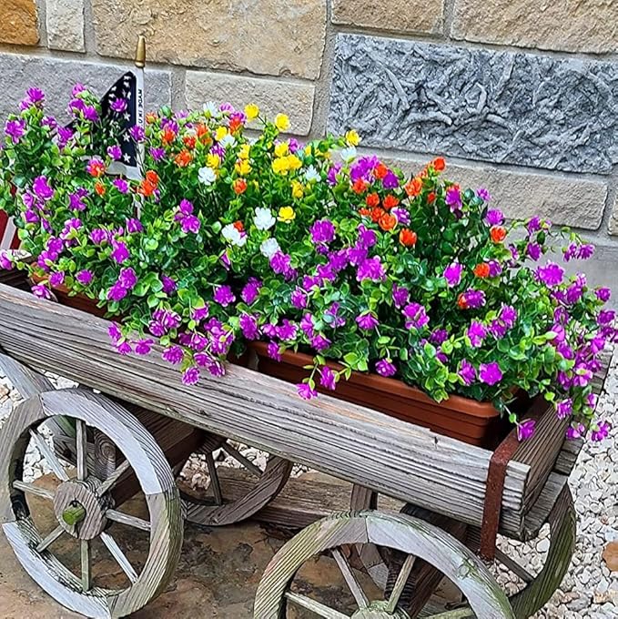 Ivydale Artificial Fake Flowers Plants for Outdoors Indoor Decoration, 12 Bundles Faux Plastic Mix-Colored Daisy Flowers UV Resistant Faux Mums Greenery Bushes Shrubs for Home Porch Patio Garden