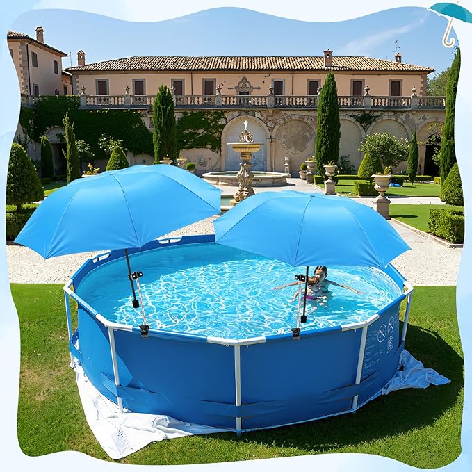 4 Pack Pool Shade Umbrella with Adjustable Clamp 38.6'' Above Ground Pool Sunshade Patio Umbrella for Garden Backyard Beach Chairs Camping Strollers Golf Carts Outdoor Sunshade Accessories
