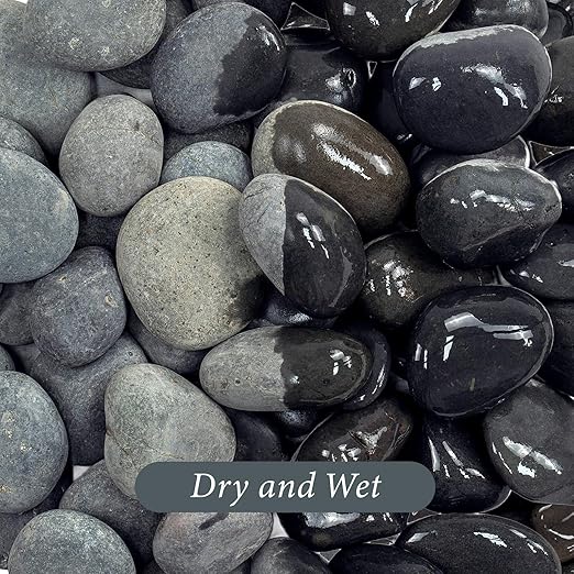 River Rocks for Landscaping, 40lbs Aquarium Rocks, 2-3 Inch Black Pebbles for Indoor Plants, Natural Stones for Garden Paving Plant Rocks Crafting Walkways