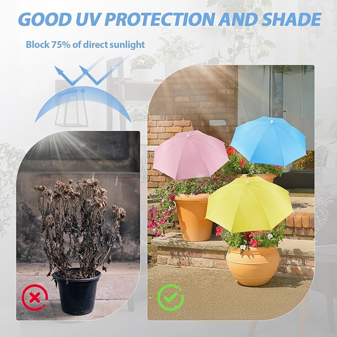19.6''-35.4'' Plant Umbrellas for Outdoor Plants, Plant Shades for Outdoor Plants Adjustable Height with Three-Point Stands Umbrella for Plants Sun Shade for Plants, Flower, Potted Plant, Garden